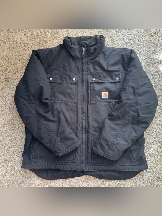 Carhartt Other - Carhartt Jacket Black Quick Duck Canvas Full Zip Insulated Workwear XL Outdoor